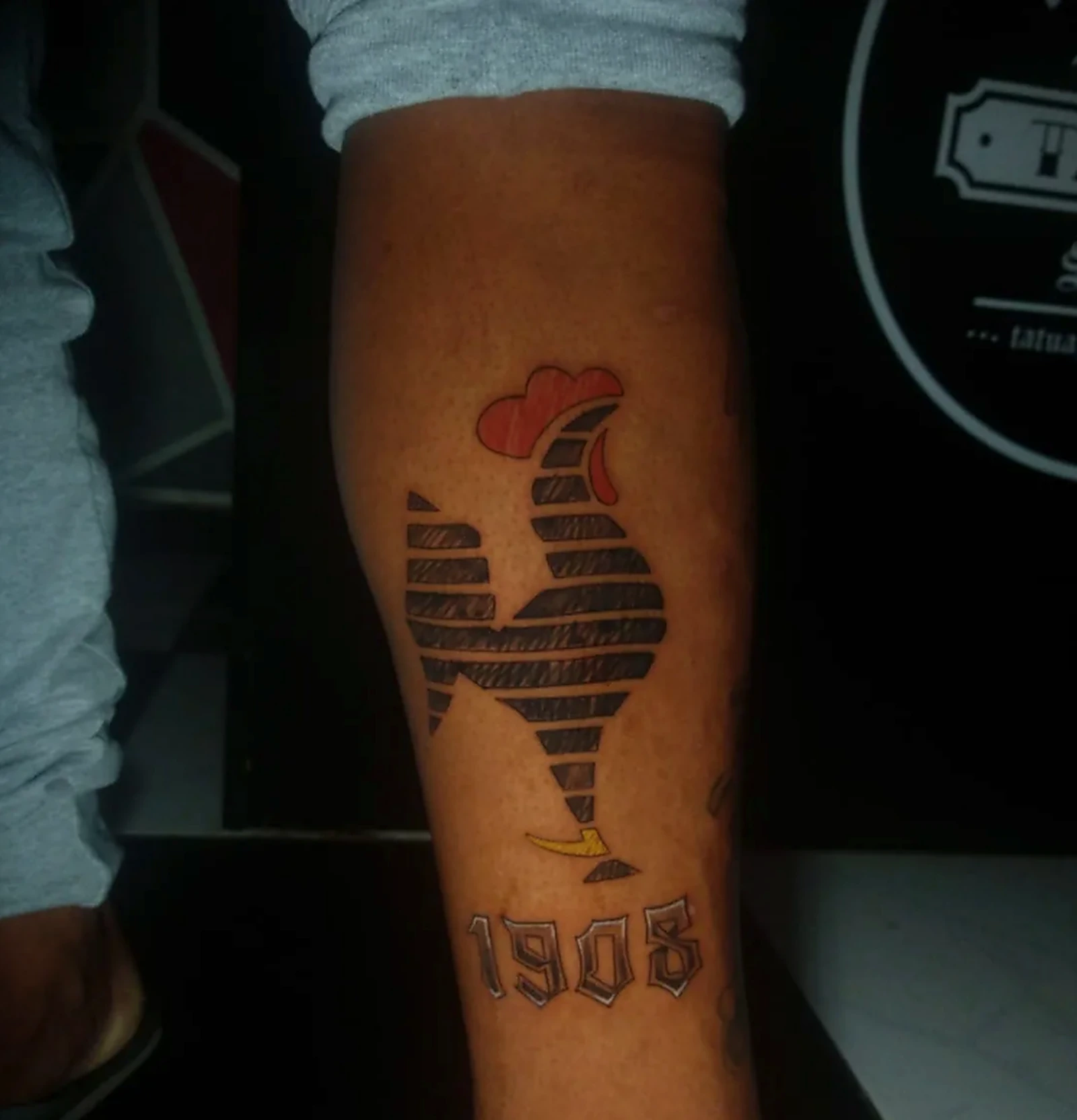 Tatuagem colorida de galo